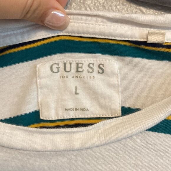 Guess- men’s striped tee- Size large - Picture 3 of 5